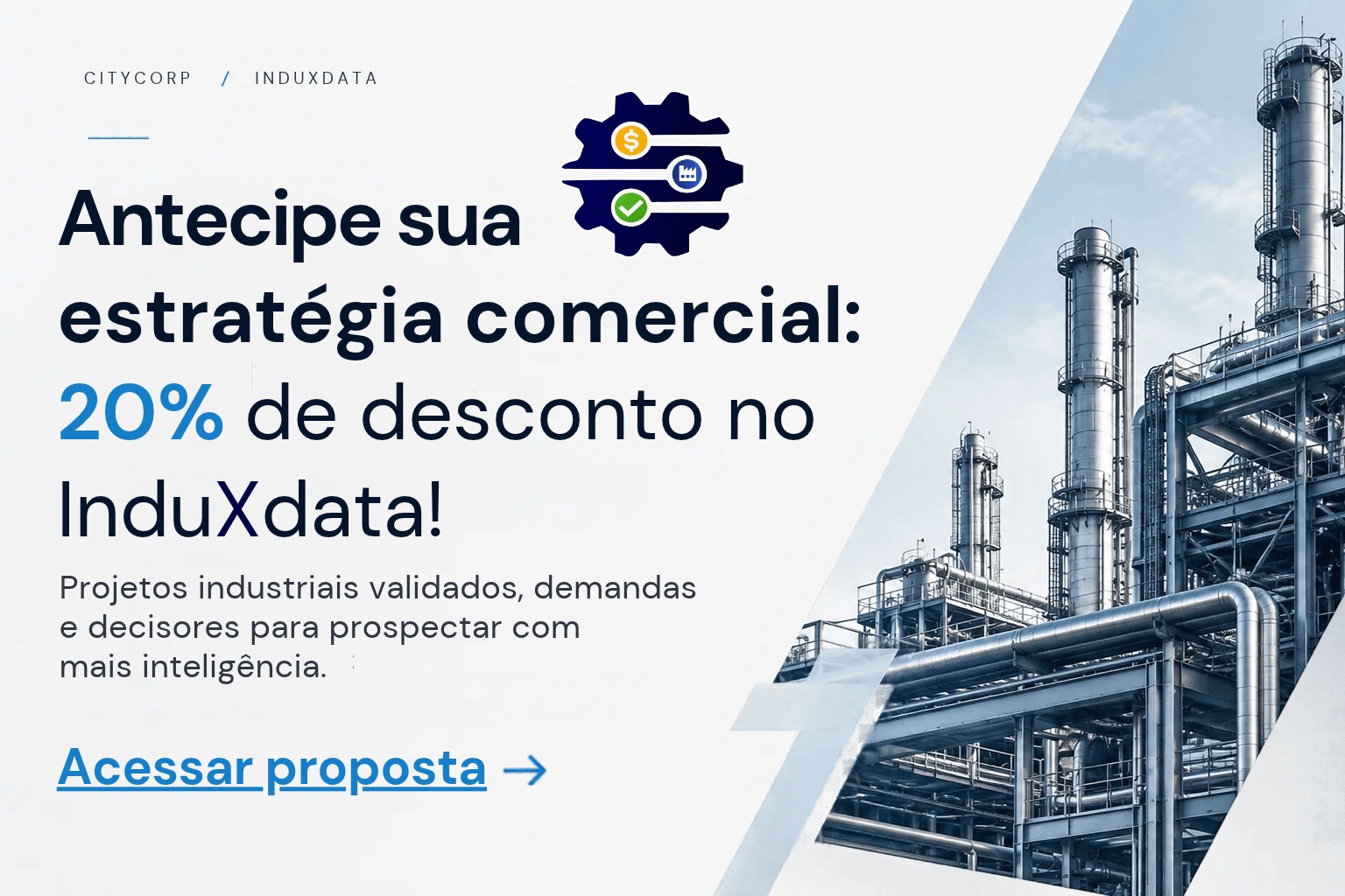 Antecipe sua estratégia comercial, induxdata com 20% de desconto